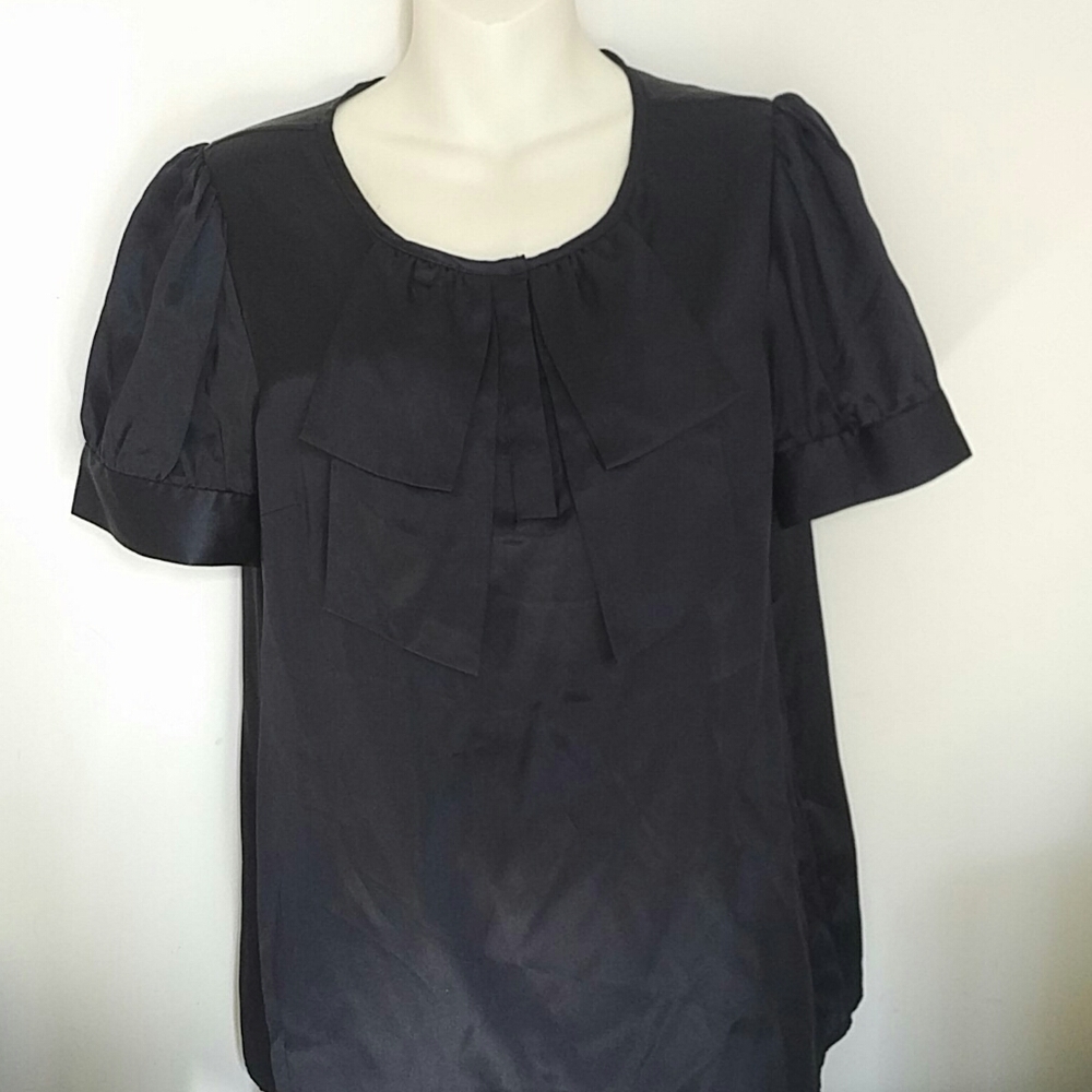 CLUB MONACO - pure silk black bow top